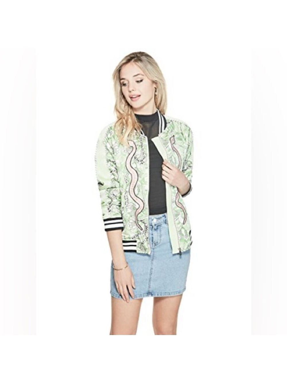 Guess Los Angeles Reese Snake silky bomber jacket in size small - so cute 🐍